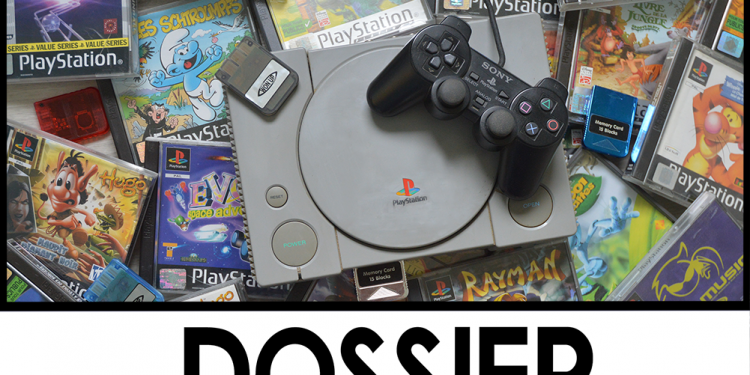 console de jeu PS1 avec boîtes de jeux vidéos