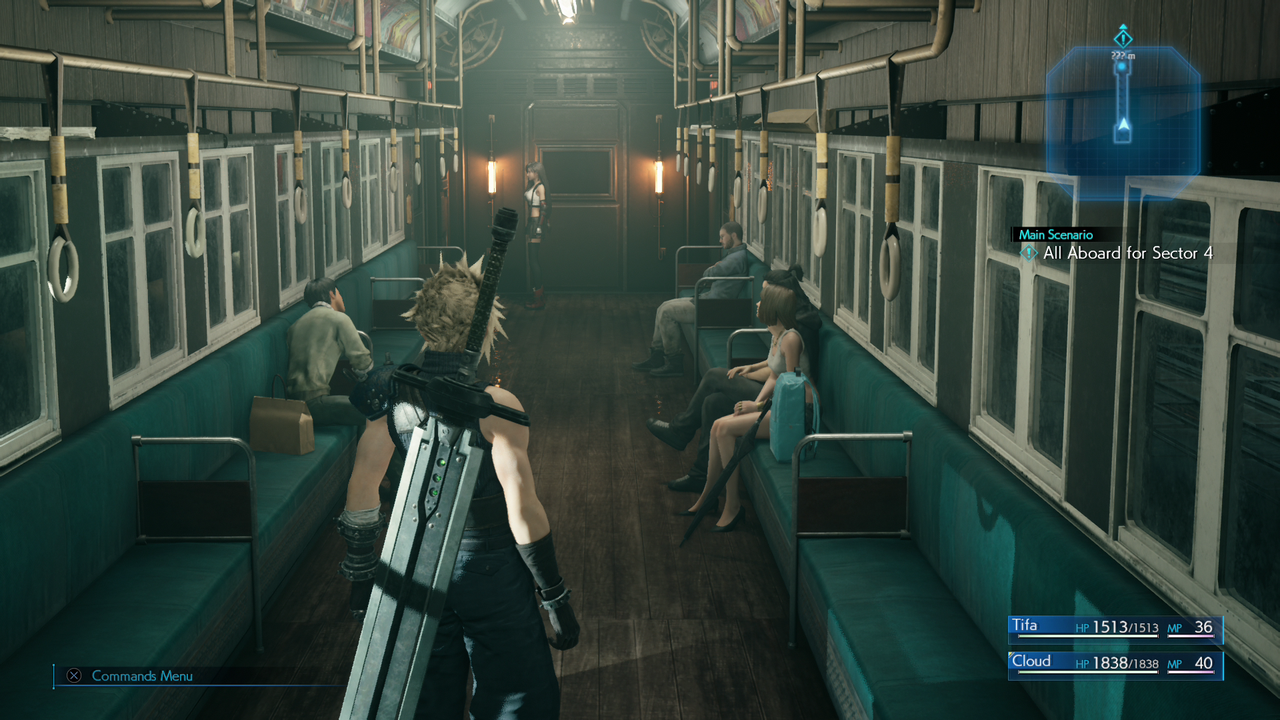 Scène dans le métro de Final Fantasy VII Remake