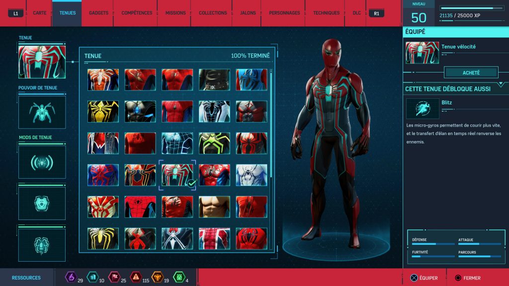 Screenshot Marvel's Spider-Man Remastered : Tenue Vélocité