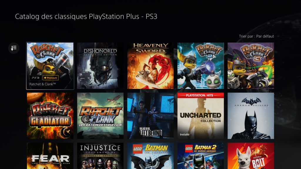 Aperçu des jeux PS3 sur le PlayStation Store
émulation PS5